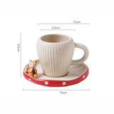 Triogift  -  Red Mushroom Coffee Cup Saucer Exquisite Ceramic Afternoon Tea Set Simple Home Teapot Breakfast Milk Mug Cartoon Dessert Plate