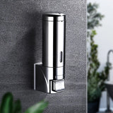 Triogift  Bathroom Manual Press Soap Dispenser Stainless Steel Hand Sanitizer Holder Wall Mount Soap Shampoo Head Shower Liquid Dispenser