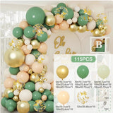 Triogift Jungle Safari Bean Green Balloon Garland Arch Chain Wedding Birthday Party Decor Kids Latex Ballon Garland Baby Shower Party