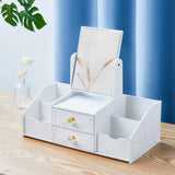 Triogift New Contains Mirror Drawer Makeup Storage Box Dormitory Finishing Plastic Shelf Cosmetics Skin Care Dressing Table Desktop