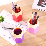 Triogift Cute Pencil Head Shape Pen Holder Pencil Storage Box Student Desktop Office Household Multifunctional Makeup Brush Organizer Box