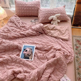 Triogift Summer Cool Quilt Comforter Korean Princess Style Solid Color Bubble  Seersucker  Newstyle Duvets Thin Blanket 봄이불