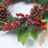 Triogift Christmas Decoration Wreaths for Front Door Handmade Cypress Leaf Red Berry Pine Wreath Xmas Home Wall Window Decor