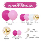 Triogift 79pcs Pink Rose Gold Balloon Garland Arch Kit Macaron balloons Birthday Party Decor Kids Wedding Birthday Baby Shower Decor