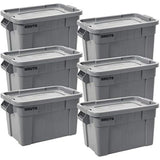 Triogift With Lid Rugged/Reusable Boxes for Moving/Camping/Garage/Basement Storage Gray Box Pack of 6 freight free