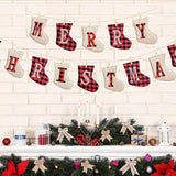 Triogift  Christmas Banner Hanging Merry Christmas Tree Santa Claus Elk Socks Pulling Flag Home DIY Xmas Party Decoration