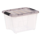 Triogift 19 Quart Stack & Pull™ Clear Plastic Storage Box with Buckles, Gray, Set of 5