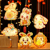 Triogift  Mid-Autumn Festival Gift Lantern Diy Material Bag Luminous Portable Lamp National Tide Cartoon Rabbit Lantern Night Market