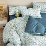 Triogift Ins Style Floral Duvet Cover Set Flat Sheet Pillowcases No Filling Twin Single Queen Size Boys Girls Bedding Linen