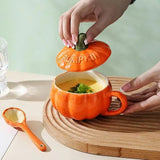 Triogift Pumpkin Creative Water Cup Ceramic Cup With Lid Exquisite Breakfast Oatmeal Cup Scalding-proof Milk Cups Halloween Coffee Mug