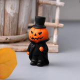 Triogift Funny Halloween Funny Pumpkin Man Craft Resin Pumpkin Man Desktop Ornament Figurine Witch Top Hat Packs Realistic Ghost Figurine