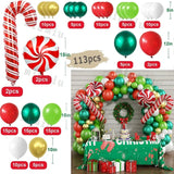 Triogift Christmas Balloon Set Candy Cane Aluminum Red Green Christmas Tree New Year Party Balloon Chain Arch Decoration Supplies Gifts