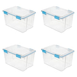 Triogift Sterilite 54 Qt. Gasket Box Plastic, Blue Aquarium, Set of 4