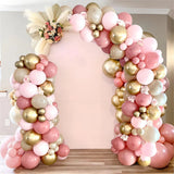 Triogift Retro Pink Pastel Macaron Balloons Garland Arch Kit Wedding Birthday Party Decoration Girls Baby Shower Rose Gold Ballon Chain