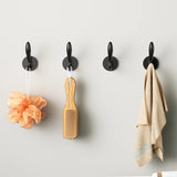 Triogift  1/5pcs Black Self-Adhesive Wall Hooks for Hanging Keys Clothes Hanger Door Robe Hook Coat Rack Towel Holder Bathroom Accessories