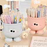 Triogift Creative Pen Holder with Hook Table Cute Stationery Storage Box Pen Holder Rack Student Children Girls Desk Organizer Kawaii