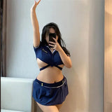 Triogift  Plus Size Sexy Student Cosplay Sailor Uniform Maid Performance Erotic Lingerie Babydoll Costume Sex Anime JK Tops+Pleated Skirt