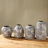 Triogift Blue and White Porcelain Vases Flower Arrangements Living Room Decorations Chinese Style Ceramic Home Decoration Retro Porcelain