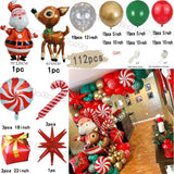 Triogift Christmas Balloon Set Candy Cane Aluminum Red Green Christmas Tree New Year Party Balloon Chain Arch Decoration Supplies Gifts