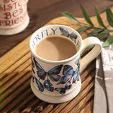 Triogift  -  1pc French Style Coffee Mug Blue Butterfly Pattern Ceramic Coffee Cup Mother's Day Gift for Family Wife Unique Anniversary Gifts