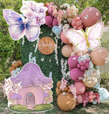 Triogift 36inch Mushroom House KT Board Butterfly Flower Fairy Cutout for Birthday Party Decoration Girl Baptism Baby Shower Supplies