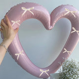 Triogift INS 40 inch Love Heart Aluminium Film Balloon With Bowknot Helium Balloon Valentine's Days Wedding Party Decoration Photo Props