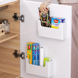 Triogift  Kitchen Cabinet Door Storage Box Cling Film Holder Wall Mounted Basket Artifact Tool Household Sundries Collection Organizer Box