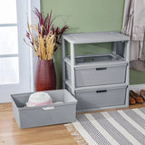 Triogift Sterilite Storage Box Organizer 3 Drawer Cross-Weave Tower Cement