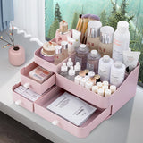 Triogift Cosmetic storage box drawer style Makeup brush and lipstick compartment shelf Dressing table desktop organizer box