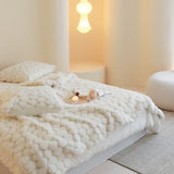 Triogift  Luxury room decor winter blanket double layer Microfiber Blankets Alpaca fox fur Bedspread on the bed Plaid Plush Sofa Blankets