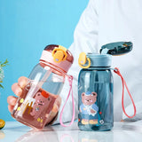 Triogift  -  1pc 400ml Kids Water Sippy Cup With Straw Cartoon Leakproof Water Bottles Outdoor Portable Drink Bottle Children's Lovely Cup