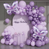 Triogift 126pcs Purple 3D Butterfly Balloons Arch Garland Kit for Baby Shower Decorations for Girl Wedding Valentines Party Decorations