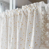 Triogift  1PC Little Daisy Ruffle Short Curtains for Small Window White Drape Cabinet Kitchen Study Rod Special Blinds #E