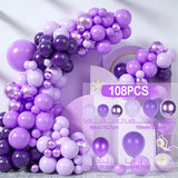 Triogift Purple Gold Balloon Garland Arch Kit Birthday Party Decor Girl Baby Shower Latex Ballon Chain Wedding Party Decorations