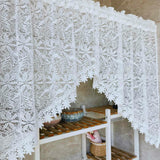 Triogift 1PC Romantic Hollow Lace Short Curtain for Kitchen White Sheer Drape Cabinet Dustproof Study Special Rod