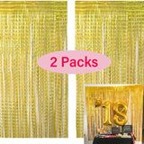 Triogift  2Pack Foil Curtain Backdrop Silver Metallic Tinsel Foil Fringe Curtains for Birthday Wedding Baby Shower Disco Party Decorations