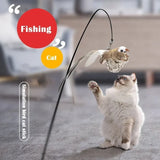 Triogift  Simulation Bird interactive Cat Toy Funny Feather Bird with Bell Cat Stick Toy for Kitten Playing Teaser Wand Toy Cat Supplies