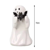 Triogift Halloween Ceramic Cute Spooky Ghost Decoration Doll Pink Pumpkin Bat For Home Party Festival  Doll Home Garden Decorations