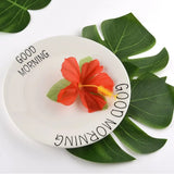 Triogift Tropical Monstera Palm Leaves Hibiscus Flower Hawaiian Luau Leaves Tropical Party Jungle Beach Table Decoration Wedding Birthday