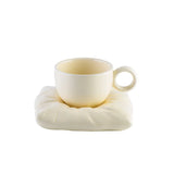 Triogift  - Creative Ceramic Coffee Cup Saucer Pillow Bag Breakfast Fruit Dessert Plate Oatmeal Milk Mug European Afternoon Tea Tea Cup Gift