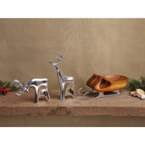 Triogift  Decorative Statues Minimalist Metal Miniature Reindeer Statue 9-piece Set Home Decoration Including a Wooden Sleigh Crafts Decor