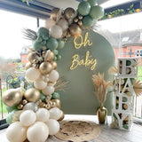 Triogift Retro Avocado Green Balloons Garland Kit Arch Baby Shower Decor Sand White Balloon Arch Birthday Party Decoration Latex Globos