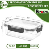 Triogift Glass Food Storage Containers with Lids Airtight, Glass Meal Prep Container, Pantry Organizers and Storage, Glass Lunch Boxes