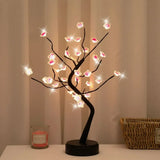 Triogift Home Decoration USB/Battery Powered Touch Switch Warm White Artificial Bonsai Cherry Blossom Desktop Tree LED Lamp  Night Lamp