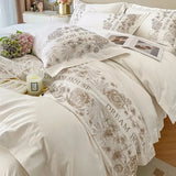 Triogift  Bedding Set Luxury High Quality Egyptian Cotton Embroidery Duvet Cover Set Bed Sheets Soft Long-staple Cotton Comforter Bed Sets