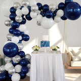 Triogift Navy Blue White Balloons Arch Garland Kit Silver Confetti Ballon First Birthday Party Decorations Graduation Wedding Baby Shower