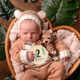 Triogift Jungle Animals Theme Wooden Baby Monthly Milestone Photo Cards Photography Props Baby And Pregnancy Growth Announcement Cards