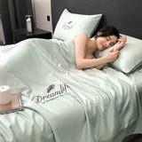 Triogift Luxury Embroidery Summer Blanket for Bed Sleeping Non-stick Body Summer Quilt Soft Skin Friendly Air Conditioner Comforter Silky