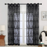 Triogift 1PC Luxury Black Sheer Curtain for Living Room Voile Drape Kitchen Window Door Study Balcony Grommet Ring