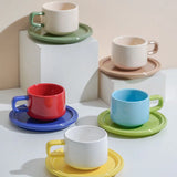 Triogift  -  3 Sets Coffee Cups Set Ceramic Cups and Saucers Set Family Tea Cup Set Cups and Mugs Drinkware  British Coffee Cups